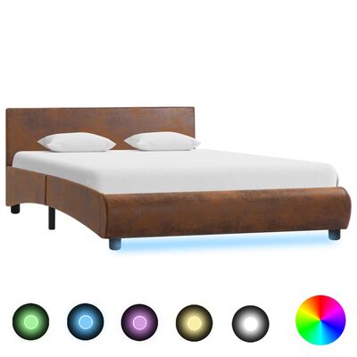 vidaXL Estructura de cama con LED tela marrón 120x200 cm