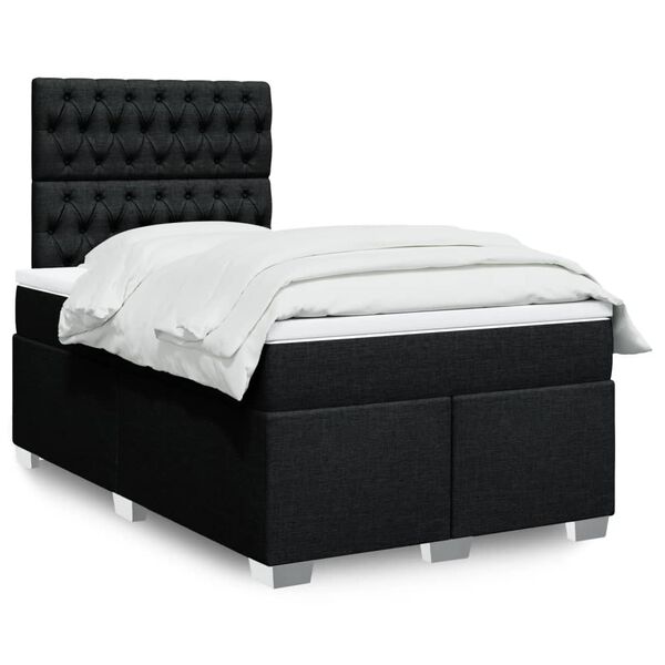 vidaXL Cama box spring con colch&oacute;n tela negro 120x190 cm