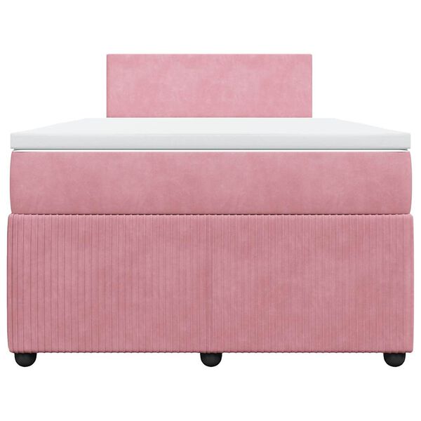 vidaXL Cama box spring con colch&oacute;n terciopelo rosa 120x200 cm