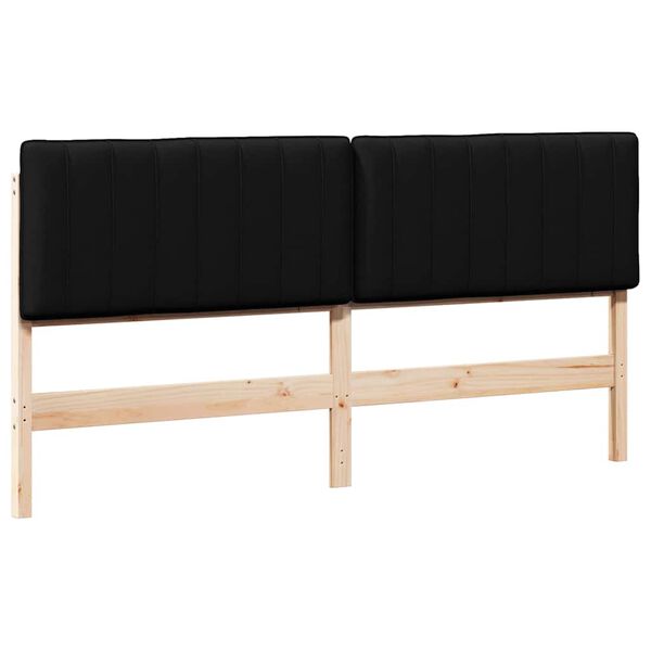 vidaXL Cabecero tapizado Marr&oacute;n y Negro 200 cm Madera de pino macizo