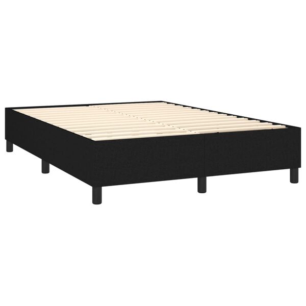 vidaXL Cama box spring con colch&oacute;n tela negro 140x200 cm