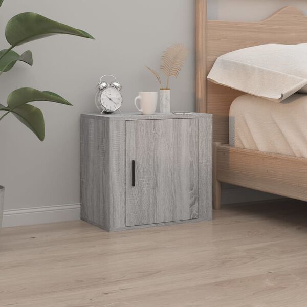 vidaXL Mesitas de noche de pared 2 uds gris Sonoma 50x30x47 cm