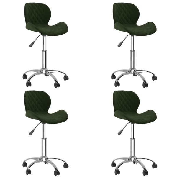 vidaXL Sillas de comedor giratorias 4 uds terciopelo verde oscuro