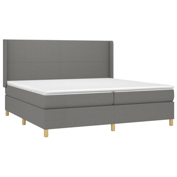 vidaXL Cama box spring con colch&oacute;n tela gris oscuro 200x200 cm