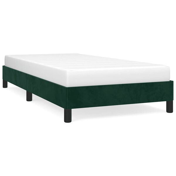 vidaXL Estructura de cama sin colch&oacute;n terciopelo verde oscuro 90x190cm
