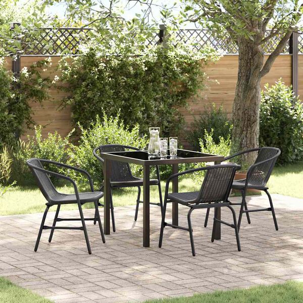 vidaXL Conjunto de Comedor de Jard&iacute;n 5 pcs Negro