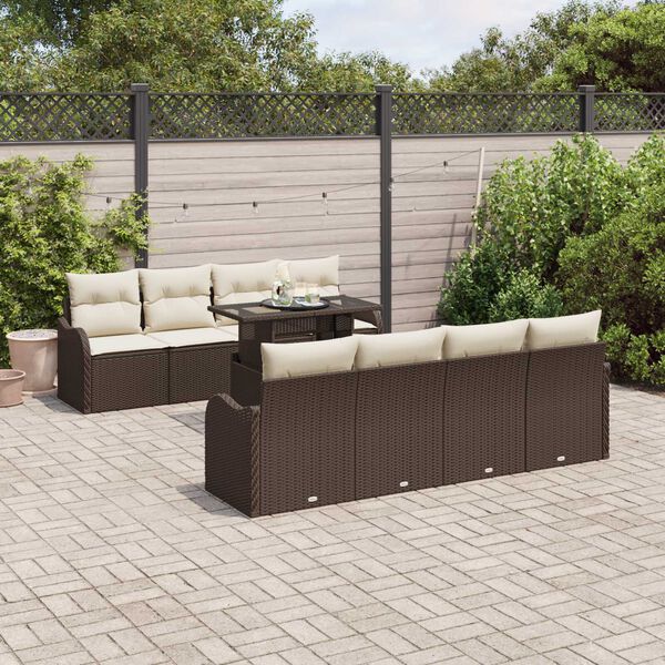 vidaXL Conjunto de sofá de jardín 7 pcs Marrón ratán sintético