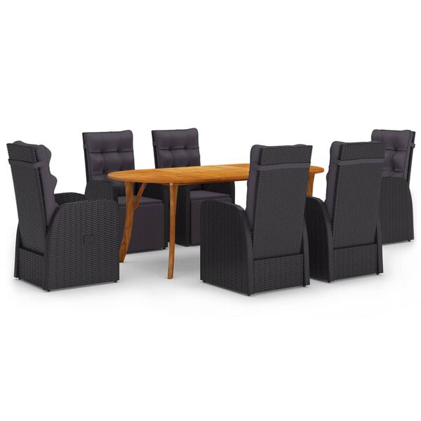 vidaXL Juego de comedor de jard&iacute;n 7 piezas negro