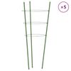 vidaXL Soportes plantas jard&iacute;n con 3 anillas 5 uds acero verde 75 cm