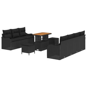 vidaXL Conjunto de sof&aacute;s de jard&iacute;n 10 pcs Negro rat&aacute;n sint&eacute;tico