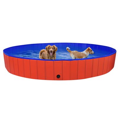 vidaXL Piscina para perros plegable PVC rojo 300x40 cm