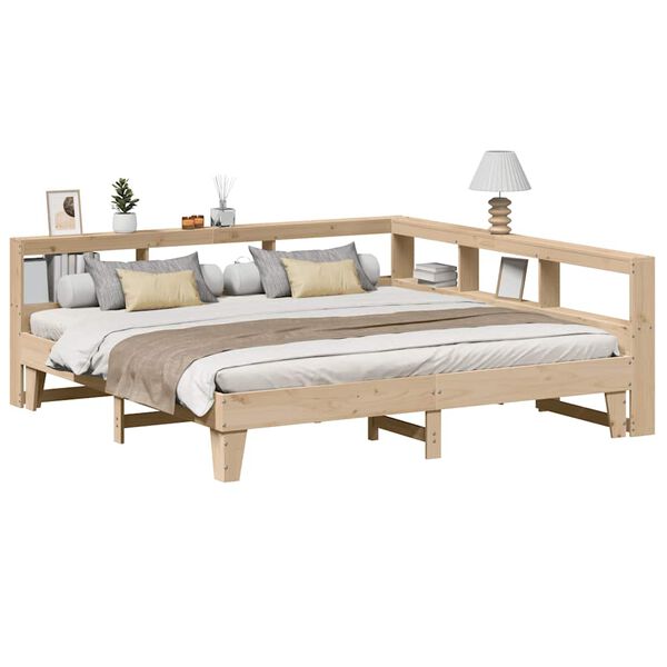 vidaXL Cama con estanter&iacute;a sin colch&oacute;n madera maciza de pino 200x200cm