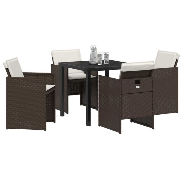 vidaXL Conjunto de Comedor de Jard&iacute;n 5 pcs Marr&oacute;n rat&aacute;n sint&eacute;tico