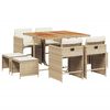 vidaXL Set comedor de jard&iacute;n 9 pzas con cojines rat&aacute;n sint&eacute;tico beige