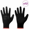 vidaXL Guantes de Trabajo 12 pcs Negro 7 / S Poli&eacute;ster