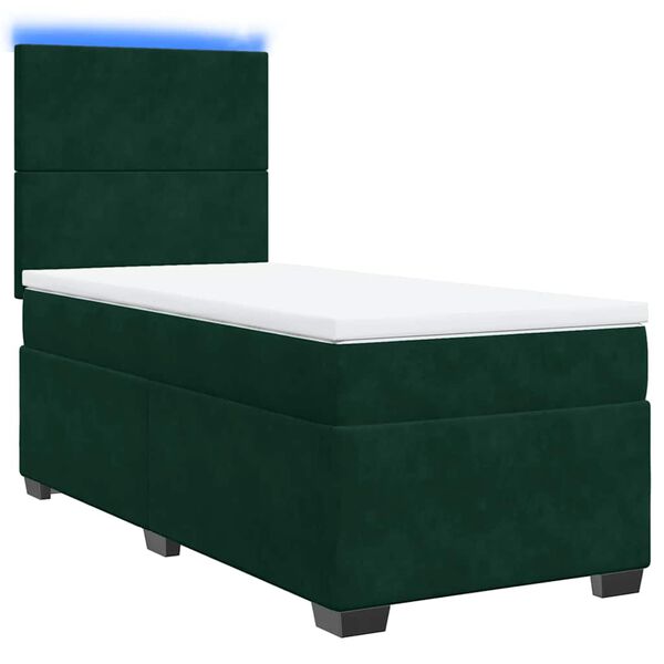 vidaXL Cama box spring con colch&oacute;n terciopelo verde oscuro 100x200 cm