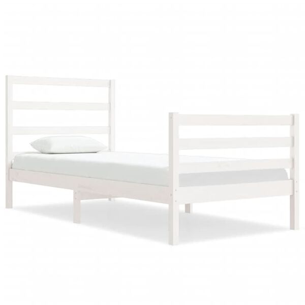 vidaXL Estructura de cama sin colch&oacute;n madera maciza blanca 75x190 cm