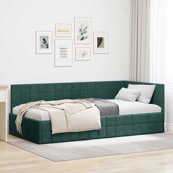 vidaXL Estructura de cama en esquina Verde oscuro 100 x 200 cm