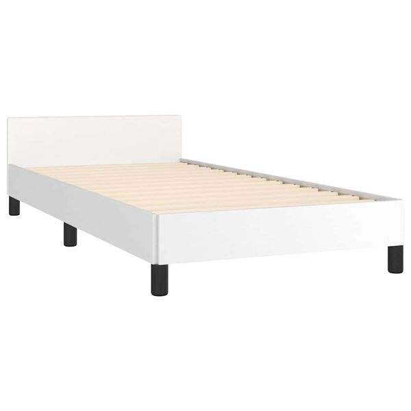 vidaXL Estructura de cama con cabecero sin colch&oacute;n blanco 90x200 cm