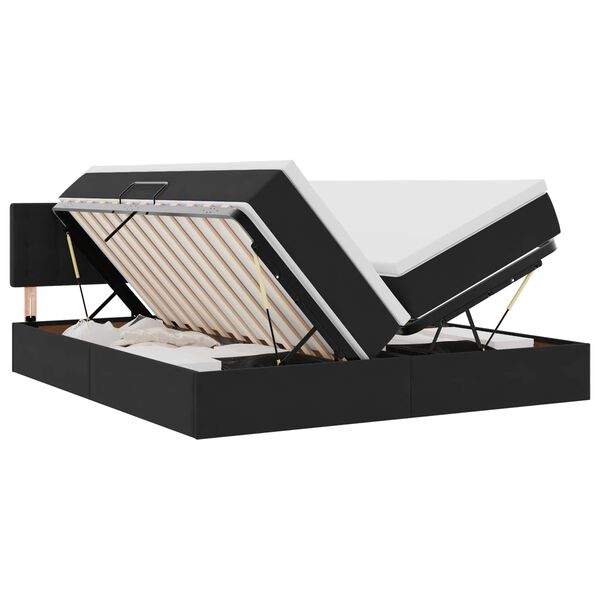 vidaXL Cama con tira de luces LED Negro 180 x 200 cm Terciopelo