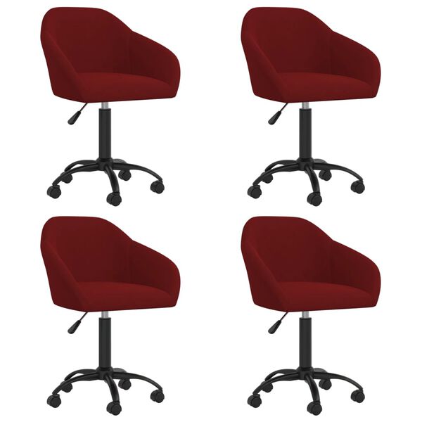 vidaXL Sillas de comedor giratorias 4 unidades terciopelo rojo tinto