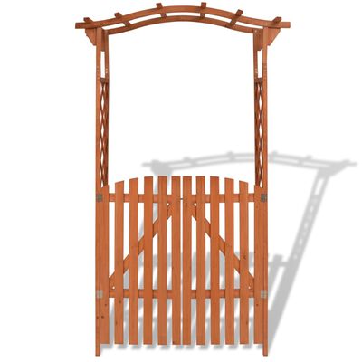 vidaXL Arco de jardín con puerta de madera maciza 120x60x205 cm