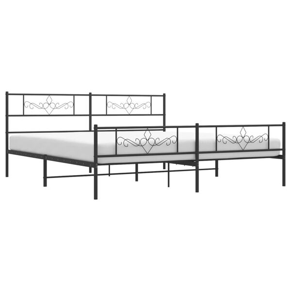 vidaXL Estructura cama sin colch&oacute;n con estribo metal negro 180x200 cm