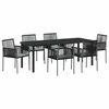 vidaXL Conjunto de Comedor de Jard&iacute;n 7 pcs Negro Rat&aacute;n sint&eacute;tico