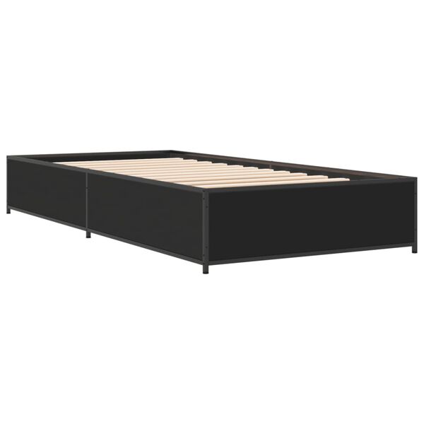 vidaXL Estructura de cama madera de ingeniería y metal negra 75x190 cm