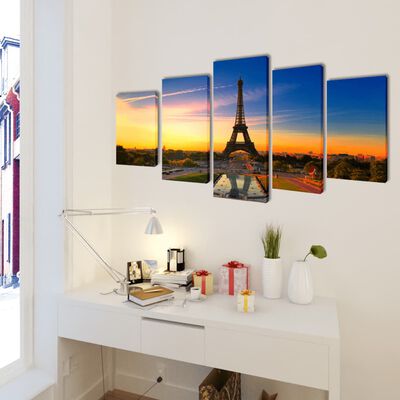 Set decorativo de lienzos para la pared Torre Eiffel 200 x 100 cm