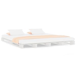 vidaXL Cama de palets de madera maciza de pino blanca 140x200 cm