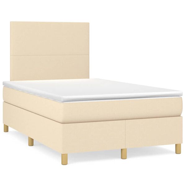vidaXL Cama box spring con colch&oacute;n tela color crema 120x190 cm