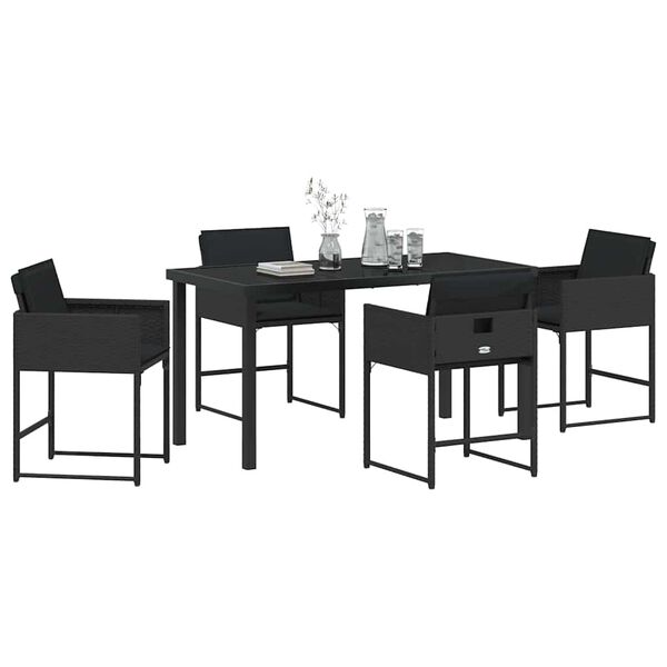 vidaXL Conjunto de Comedor de Jard&iacute;n 5 pcs Negro rat&aacute;n sint&eacute;tico