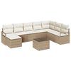 vidaXL Juego de Sof&aacute; 9 uds. Beige y Crema rat&aacute;n sint&eacute;tico
