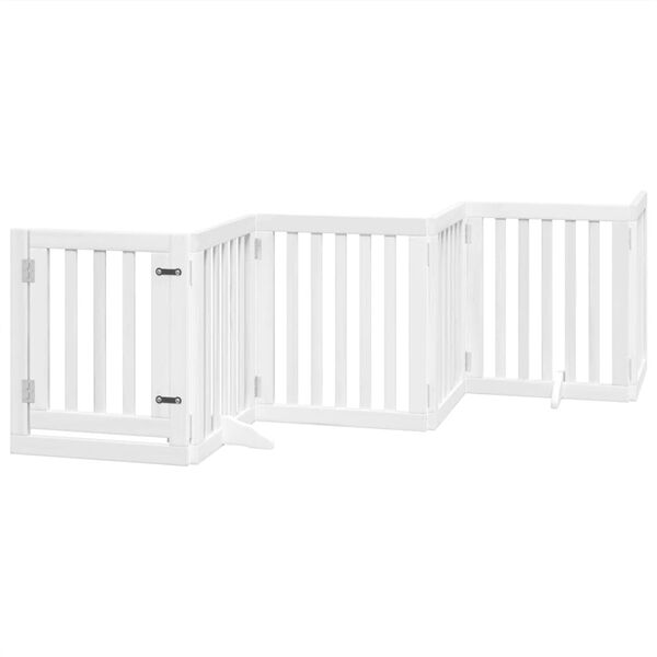 vidaXL Puerta para perros plegable 3 paneles madera &aacute;lamo blanca 300cm