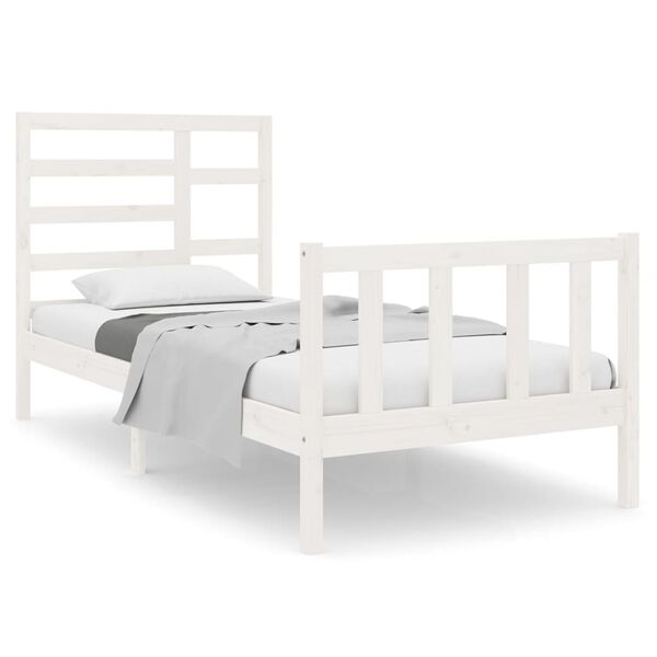 vidaXL Estructura de cama sin colchón madera maciza blanco 75x190 cm