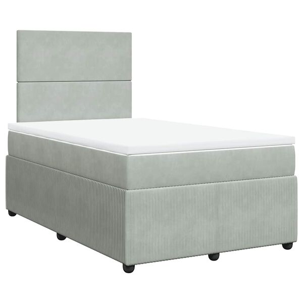 vidaXL Cama box spring con colch&oacute;n terciopelo gris claro 120x200 cm