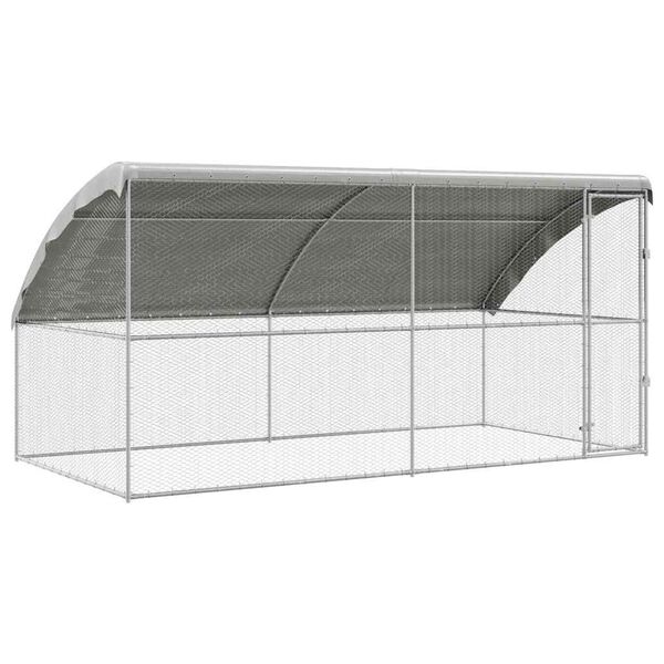 vidaXL Jaula para pollos 2 pcs Plateado 400 x 200 x 198,5 cm