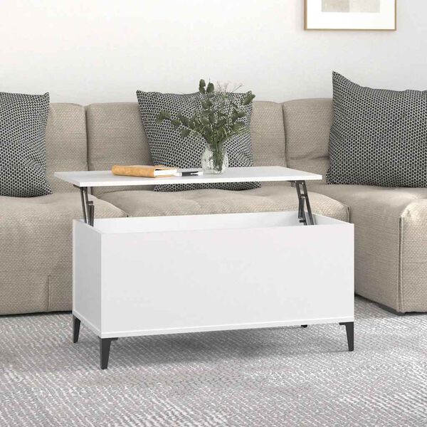 vidaXL Mesa de centro madera contrachapada blanco 90x44,5x45 cm