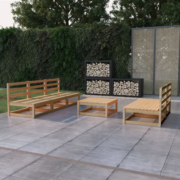 vidaXL Juego de muebles de jard&iacute;n 6 piezas madera maciza de pino