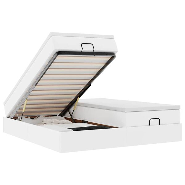 vidaXL Estructura cama otomana colchones cuero sint&eacute;tico blanco