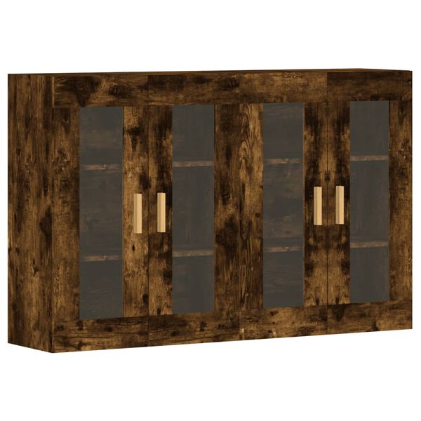 vidaXL Armarios de pared 2 uds madera de ingenier&iacute;a roble ahumado