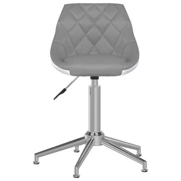 vidaXL Silla de oficina giratoria de cuero sint&eacute;tico gris y blanco