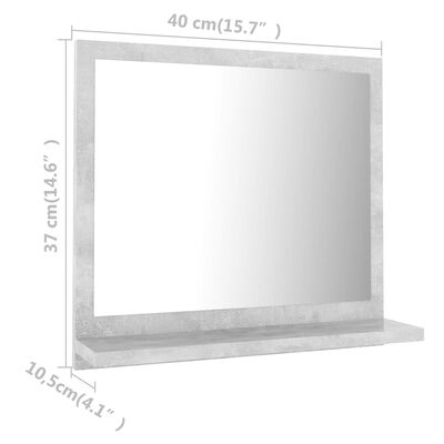 vidaXL Espejo de baño madera contrachapada gris hormigón 40x10,5x37 cm