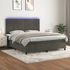 vidaXL Cama box spring colch&oacute;n y LED terciopelo gris oscuro 160x200 cm