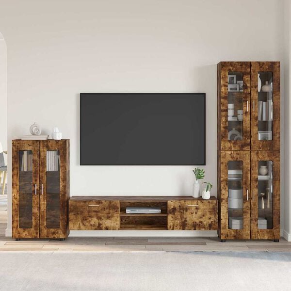 vidaXL Conjunto de mueble de TV con caj&oacute;n FLORIN Roble ahumado