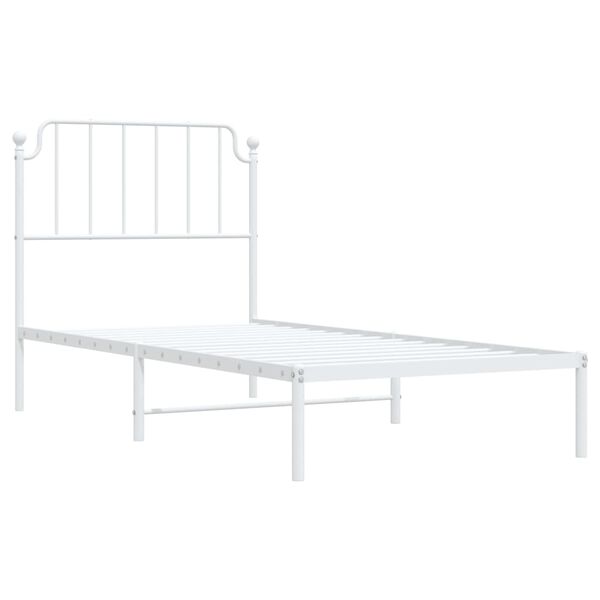 vidaXL Estructura cama sin colch&oacute;n con cabecero metal blanco 90x190 cm