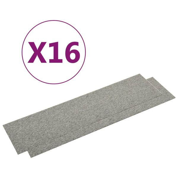 vidaXL Baldosas de suelo de moqueta 16 uds 4 m² 25x100 cm gris claro