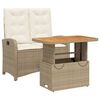 vidaXL Set comedor de jard&iacute;n 2 pzas con cojines rat&aacute;n sint&eacute;tico beige