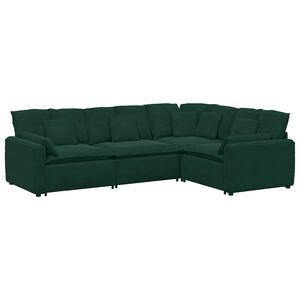 vidaXL Sof&aacute; modular con cojines de terciopelo verde oscuro